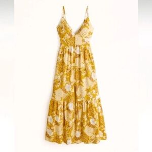 Abercrombie + Fitch Linen Blend Button Front Maxi Dress size XS